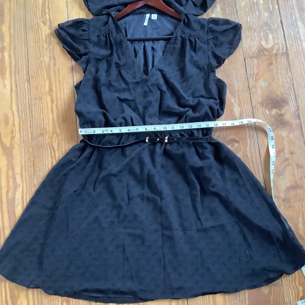 Elle black lace eyelet dress Large bow neck nwot